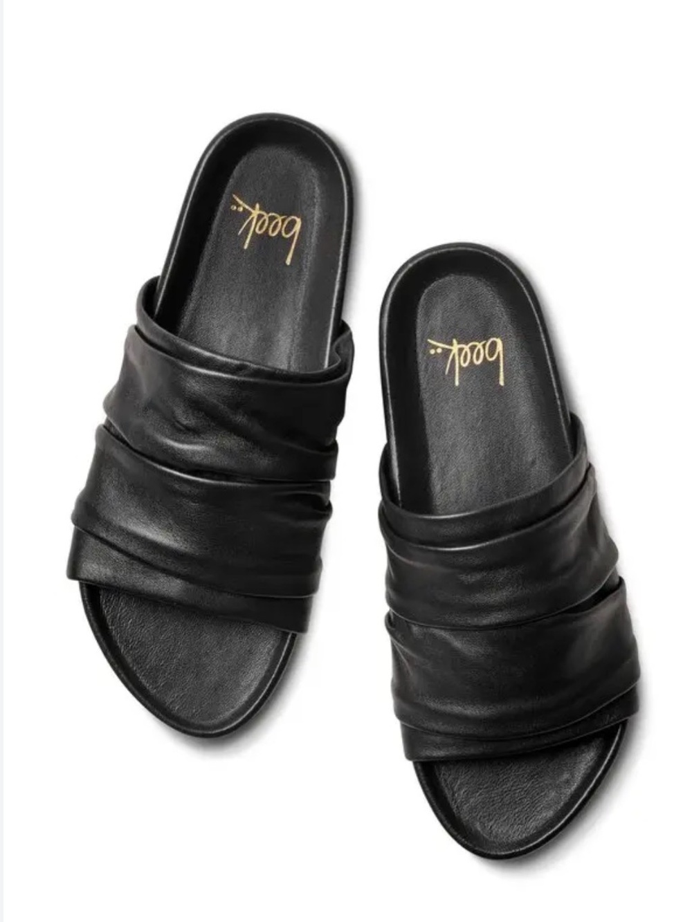 Beek Minla Slide sandals leather black womens 9